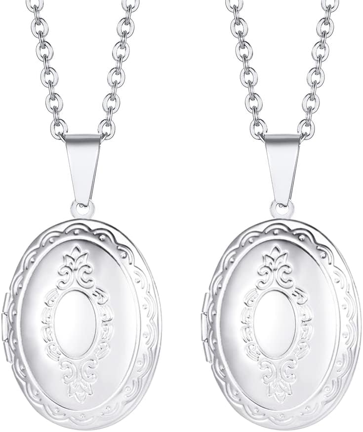 Weenkeey 2 Pcs Locket Necklace that Holds Pictures Stainless Steel Locket Pendant Necklace Memory Photo Pendant Necklace for Women Girls - Image 1